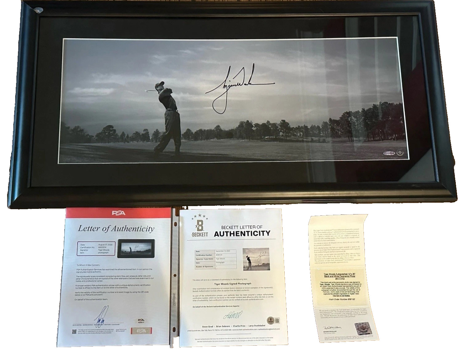 TIGER WOODS Autographed Signed 19x37 PANORAMIC PRINT 3 COA Beckett PSA/DNA & UDA