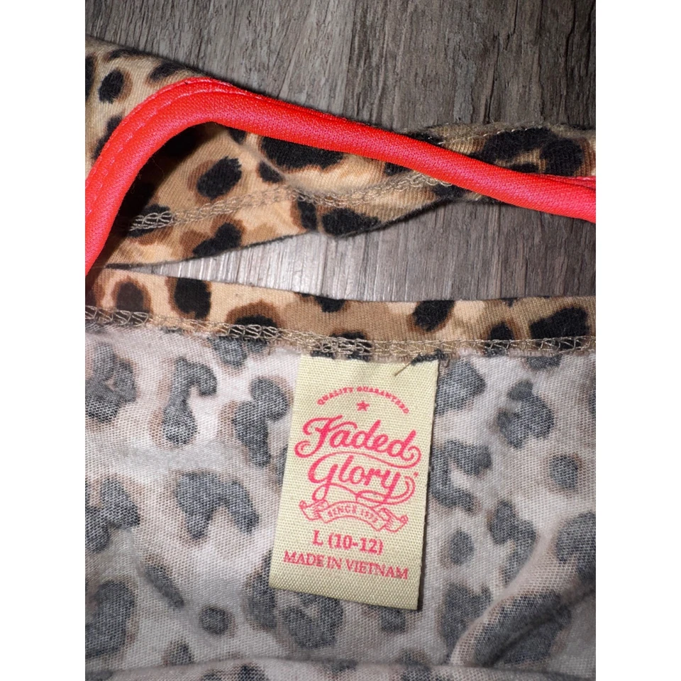 Vestido alto bajo estampado de leopardo para niñas talla L 10 12 falda de tul coral Foto 4 de 4