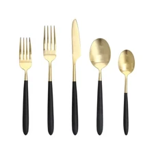 Velo 18/10 Stainless Steel, 20 Piece Flatware Set (Service for 4), Black/24k ...