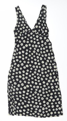 Motel Damen Mini-Schlupfkleid schwarz Blumen Gänseblümchen Größe S