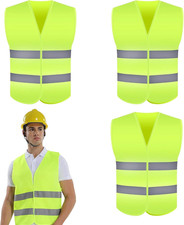 3 Stück Warnwesten Auto, Gelb Warnweste Auto, Reflektierend Sicherheitsweste Aut