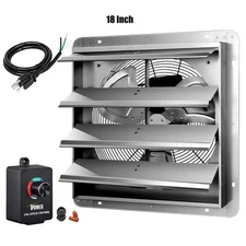 18 Inch Wall Mounted Shutter Exhaust Fan with Speed Controller Power Cord Kit