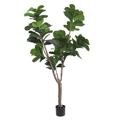 E&K 6FT Artificial Fiddle Leaf Fig Tree with Plastic Nursery Pot, Fake Tree A...