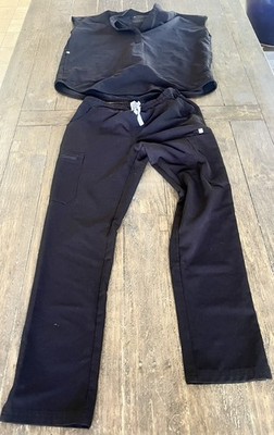 FIGS Scrub Set for Women Medium Rafaela Top & Small Yolo 2.0 Pants Color Black 