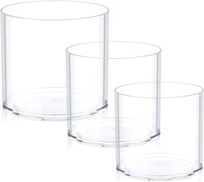 JYPS Clear Vase Set of 3, Polycarbonate, Round, Transparent, Wide Mouth