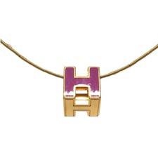 HERMES H cube Cardue Ash Necklace lacquer purple/GoldHardware