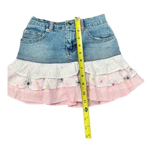 90s Y2K Cottagecore Girls Sz 8 Candies Denim Ruffle Skirt VTG - Picture 7 of 8