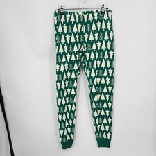 Hanna Andersson women's S long john pajama pants green "Happy Trees" print