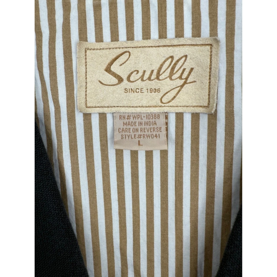 Chaleco Western de Lona Negro Desteñido Scully Para Hombres De Colección Talla L Botón Forrado a Rayas Foto 3 de 4