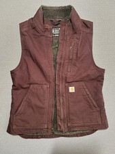 Carhartt Burgundy Sherpa Lined Vest Women  s Workwear Size SMALL