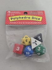 NEW Learning Resources Polyhedra Dice 6 Dice 4, 6, 8, 10, 12, 20 Sided Dice
