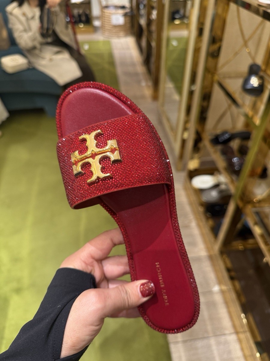 NEW Tory Burch Everly Slide Sandals Red Crystal 10 | eBay