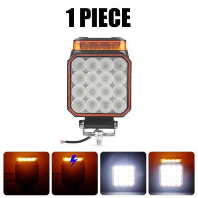 4 INCH Strobe Beacon Amber LED Light Pods Offroad Work Lights Flashing Light Bar