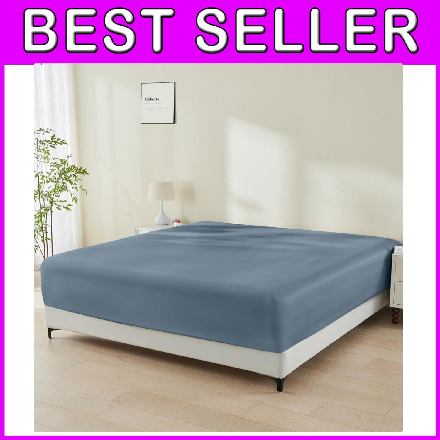 King Size Blue Bamboo Rayon Fitted Sheet - 16