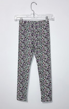 Crewcuts Girls Leggings 6-7 Cotton Pink Green Floral Elastic Waist Pull On Pants