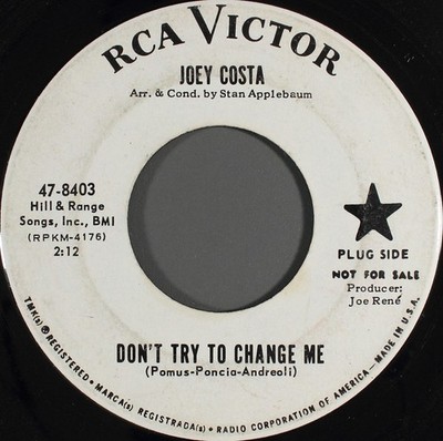 Joey Costa - Don't Try To Change Me - Used Vinyl Record 7 - Promo - G8100z