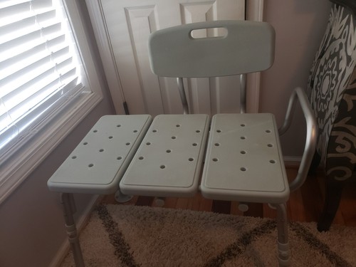 Drive Medical Bariatric Plastic shower chair, Transfer Bench - Gray
