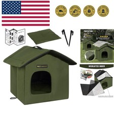 Cat House for Outdoor Cats, Weatherproof and Insulated Feral Cat House with M...