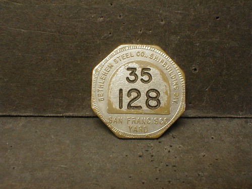 WW2 BETHLEHEM STEEL CO. SHIPBUILDING DIV. SAN FRANCISCO YARD EMPLOYEE ID BADGE