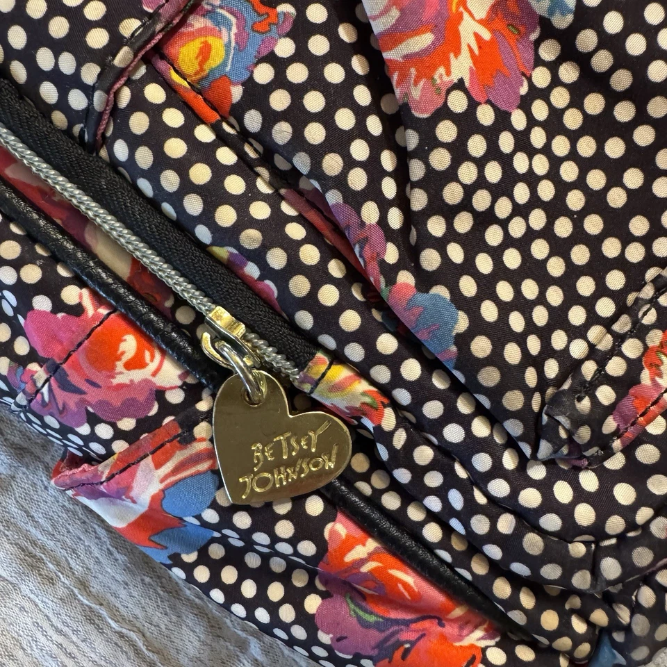 Betsey Johnson Mini Backpack Polka Dot and Pink Rose Gold Hardware - Image 2 of 4