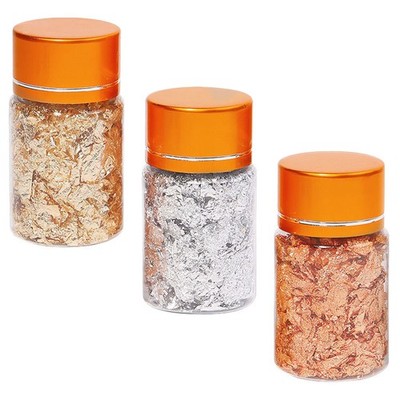 3 Bottles Blatt Goldfolie Flocken Nagel Deko Nagelflocken Glitzern
