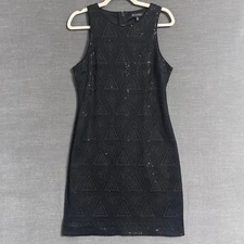 Guess Dress 10 Black Sequin Sleeveless Bodycon Cocktail Party Sheath Glam LBD