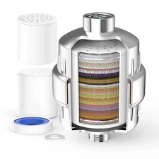 20-Stage Shower Head Filter with 2 Replaceable Filter Cartridges for Hard Water