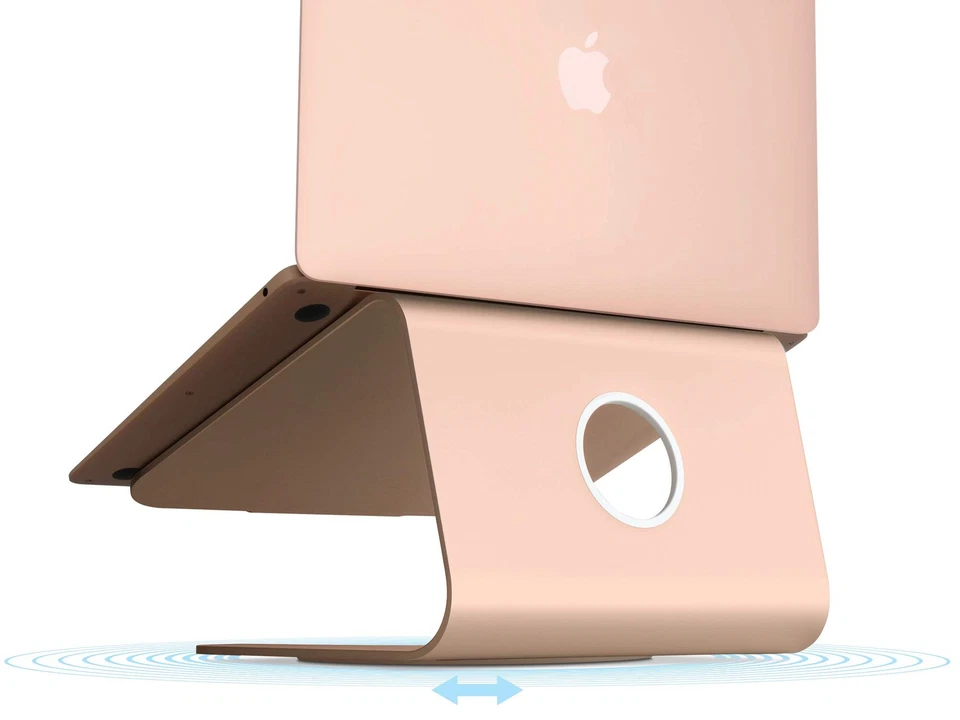 Gold Laptop Stand with Swivel Base Adjustable Height for Macbook Air Pro - Image 3 of 4