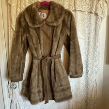 Vintage 1970  s Lilli Ann Faux Fur Leather Trim Coat Size S