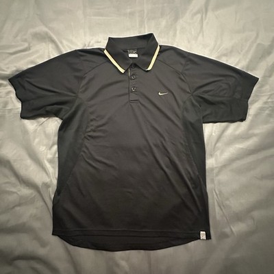 Nike Sphere Dry Shirt Men Medium Short Sleeve Golf Polo Striped Button Y2K