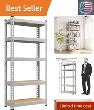 Adjustable 5-Tier Heavy-Duty Garage Shelves for Optimal Storage, 12" D x 28" W