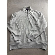 New Polo Ralph Lauren Quarter Zip Pullover Sweatshirt Heather Grey Mens XL