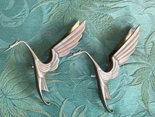 2 Vtg Art Deco Egyptian Revival Brass HERON Door/Slider Pulls - Wall Sculptures