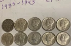 lot of 10 mercury dimes (dated 1939-1943; In Xf-Au condition)