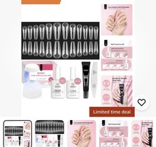 Beetles Gel Nail Kit Long Coffin with Nail Dehydrator and Primer, 576Pcs Half...