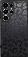 Cute Phone Case for Samsung Galaxy S24 Ultra, Leopard Aesthetic Art Pattern, Bla