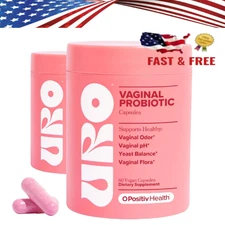 2 PACK URO O Positiv Vaginal Probiotics for Women pH Balance w/ Prebiotic 120 ct
