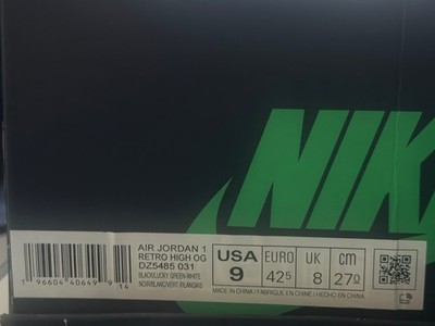 Size 9 - Air Jordan 1 Retro OG High Lucky Green