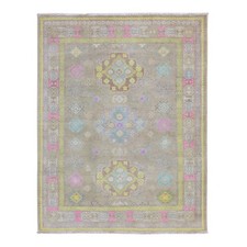 5'x6'6" Khaki Brown Fusion Kazak with Geometric Design All Wool Hand Knotted Rug