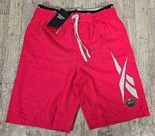 Reebok Swim Trunks Boys L 14/16 Hot Pink UPF 50 Mesh Lining NEW