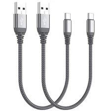 Short USB C Cable(0.5ft 2-Pack),USB Type C Charger Nylon Braided Fast Charging--