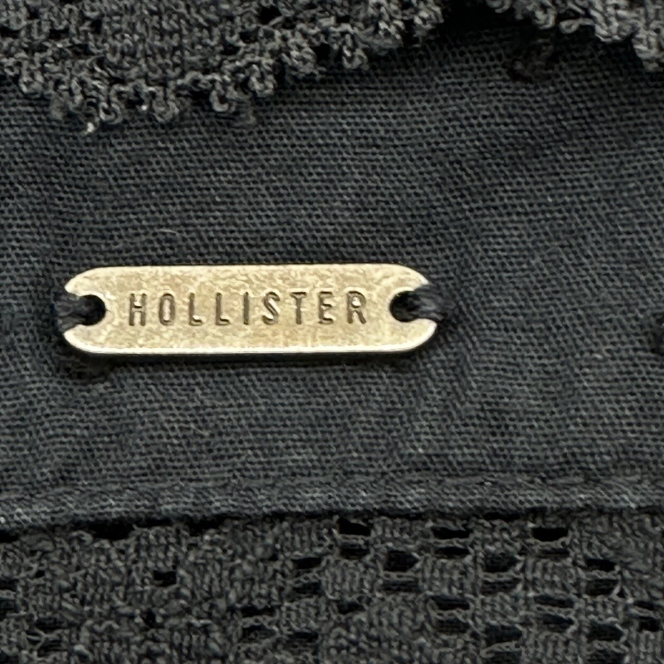 Hollister Mini Skirt Jrs Lace Swiss Dot Tiered Layers Elastic Navy Blue Sz M - Image 3 of 4