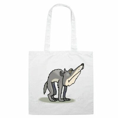 Tasche Beutel Baumwolltasche Erschrockener Wolf Cartoon Zeichentrick Spass Film