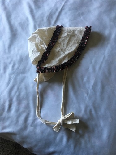 VTG 70s Handmade Maxi Prairie Dress + Bonnet Cottagecore Brown Floral - Picture 9 of 9