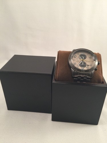 ๐NWT Michael Kors Chronograph Black Gunmetal Mens Watch MK8349๐ - Picture 3 of 9