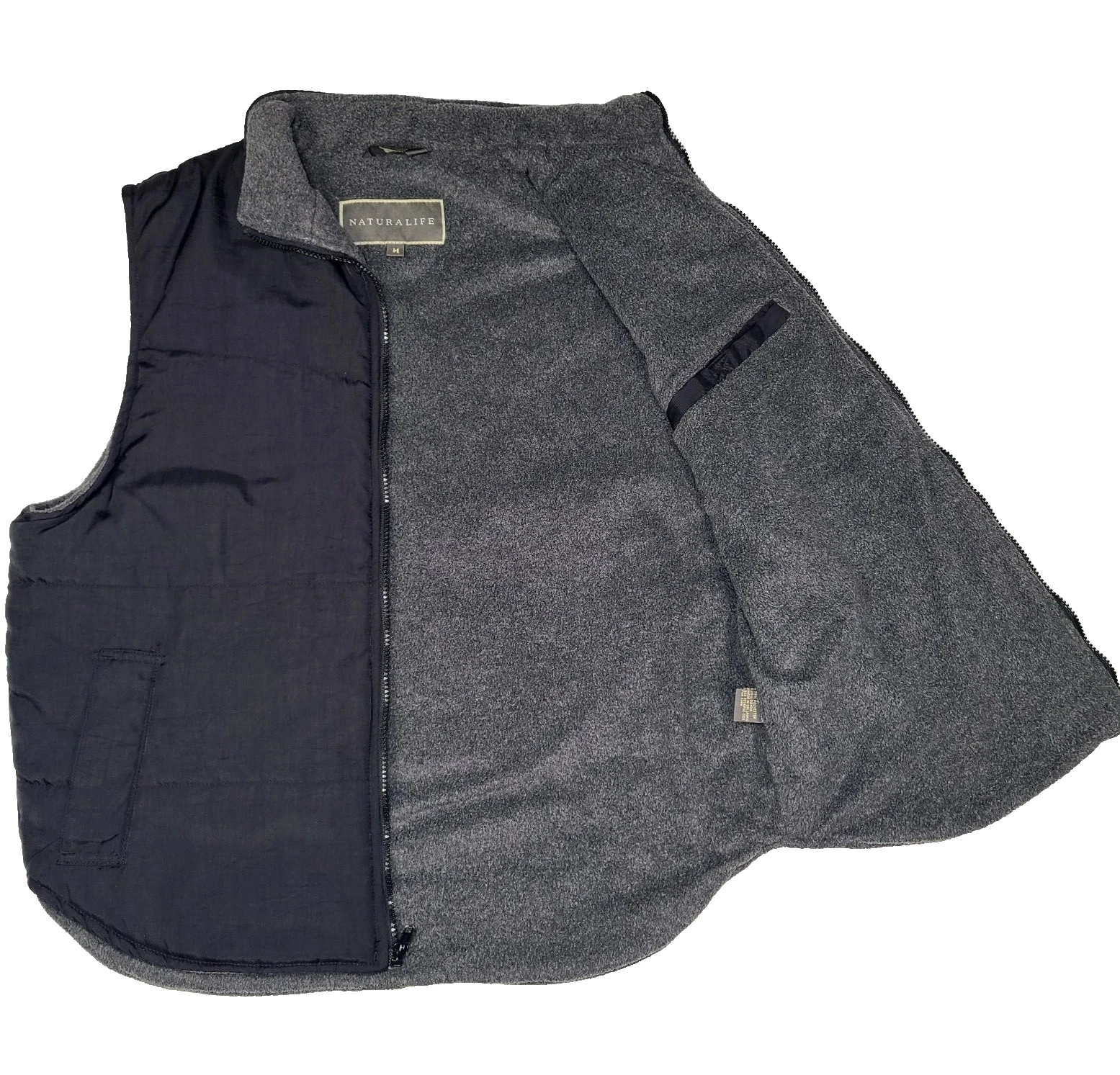 Vintage Naturalife Vest Black Fleece Lined Outdoor Nature Men's Medium
