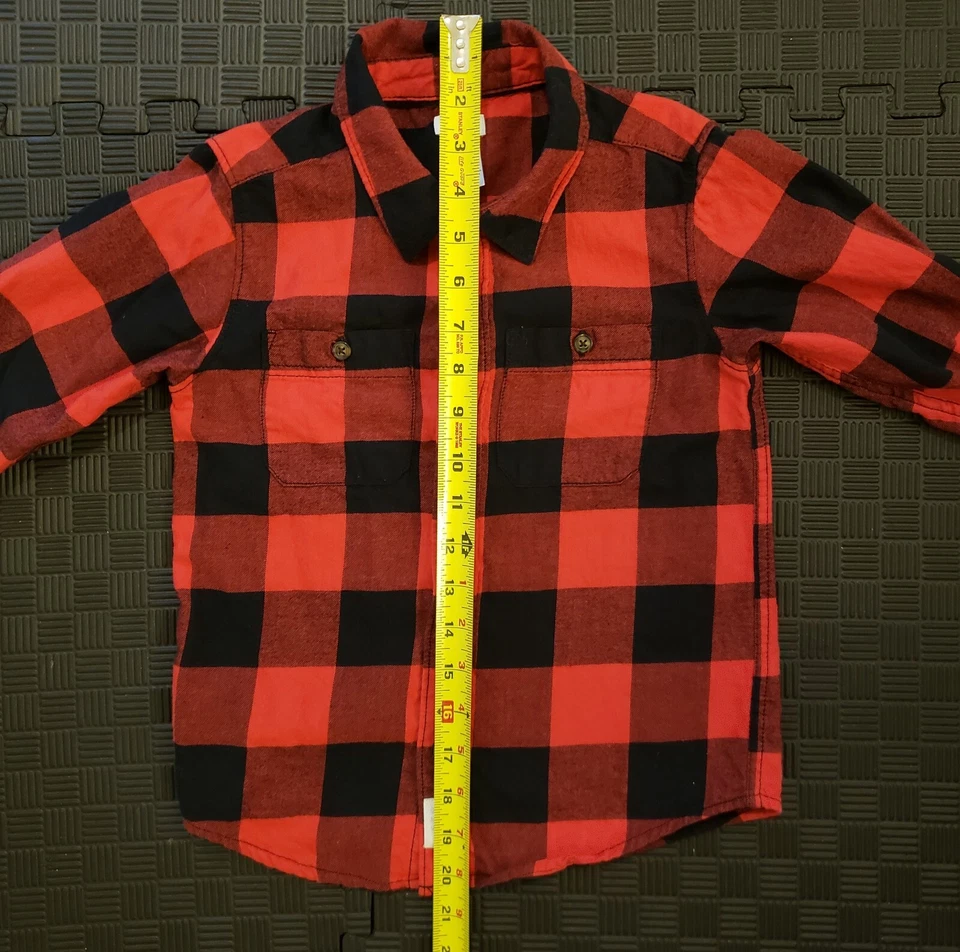 Boy's Red Plaid Flannel Long Sleeve Shirt Size 6 - Image 4 of 4
