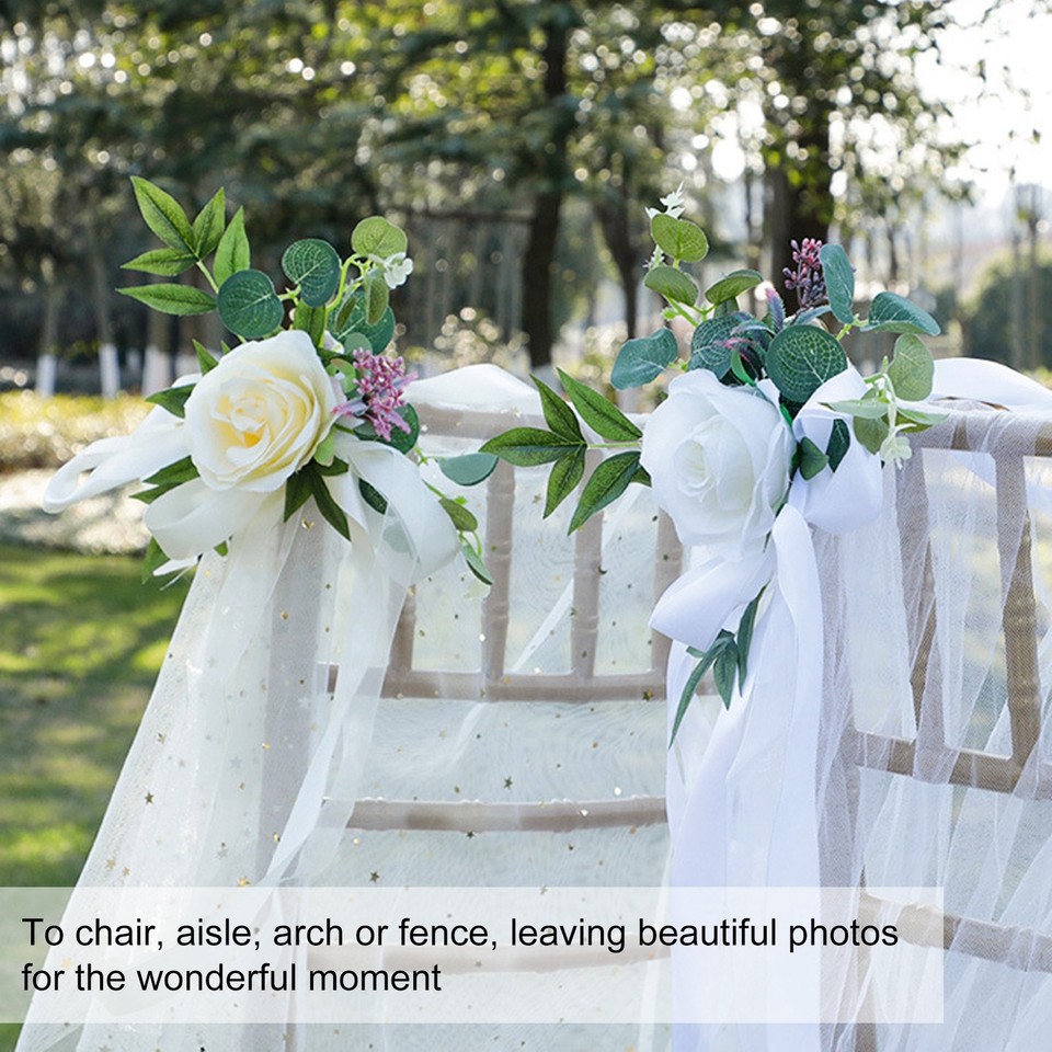 (White)Wedding Chair Flower Nordic Style Simulation Wedding Chair