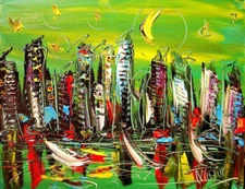 green city Mark Kazav  Abstract Modern CANVAS Original Painting  HSRU80