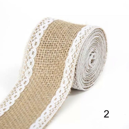 5cm Thick Burlap Ribbon 2m - Wedding Party Decoration - Hat Making Supply - Picture 3 of 52